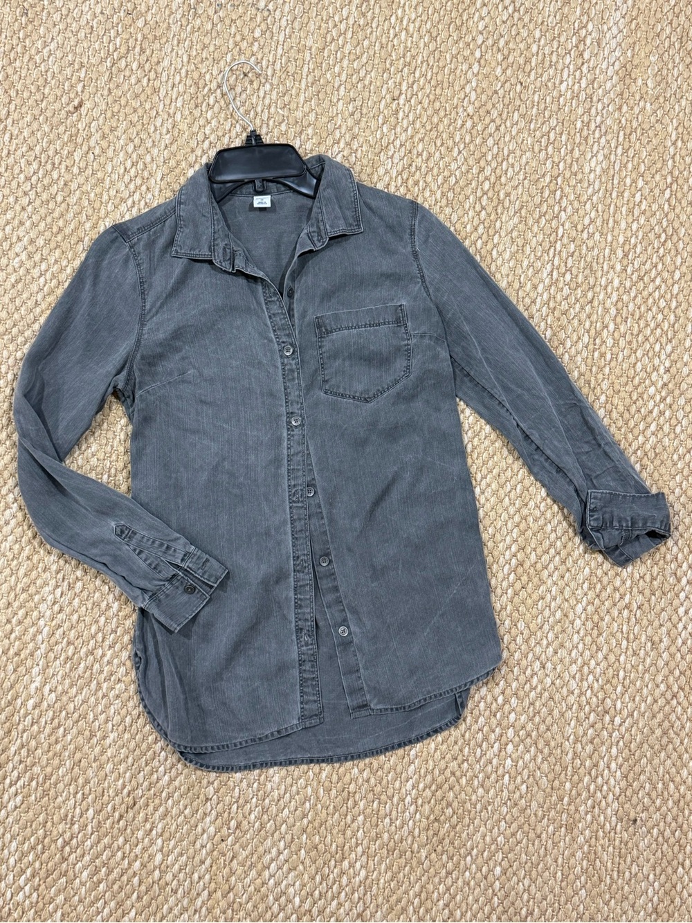 Old Navy Gray Washed Denim Button Down Utility Shirt XS NWOT
